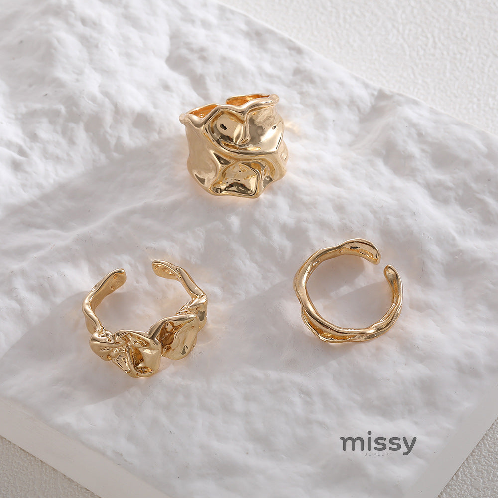 Azure Pleated Stack Rings [HY7RWVKF]