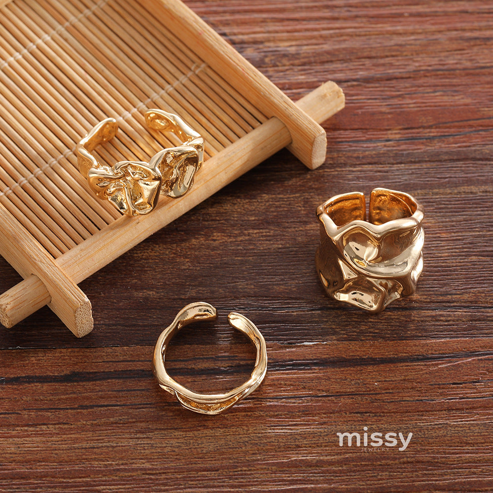 Azure Pleated Stack Rings [0EP06NFG]
