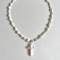 Baroque Pearl Cross Pendant Necklace [I3JQJDPT]