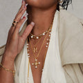 Baroque Pearl Cross Pendant Necklace [99T0JFUK]