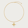 Baroque Pearl Cross Pendant Necklace [289NCSQQ]