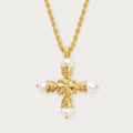 Baroque Pearl Cross Pendant Necklace [P0Y2V3AO]