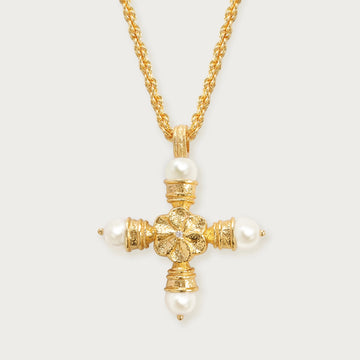 Baroque Pearl Cross Pendant Necklace [P0Y2V3AO]