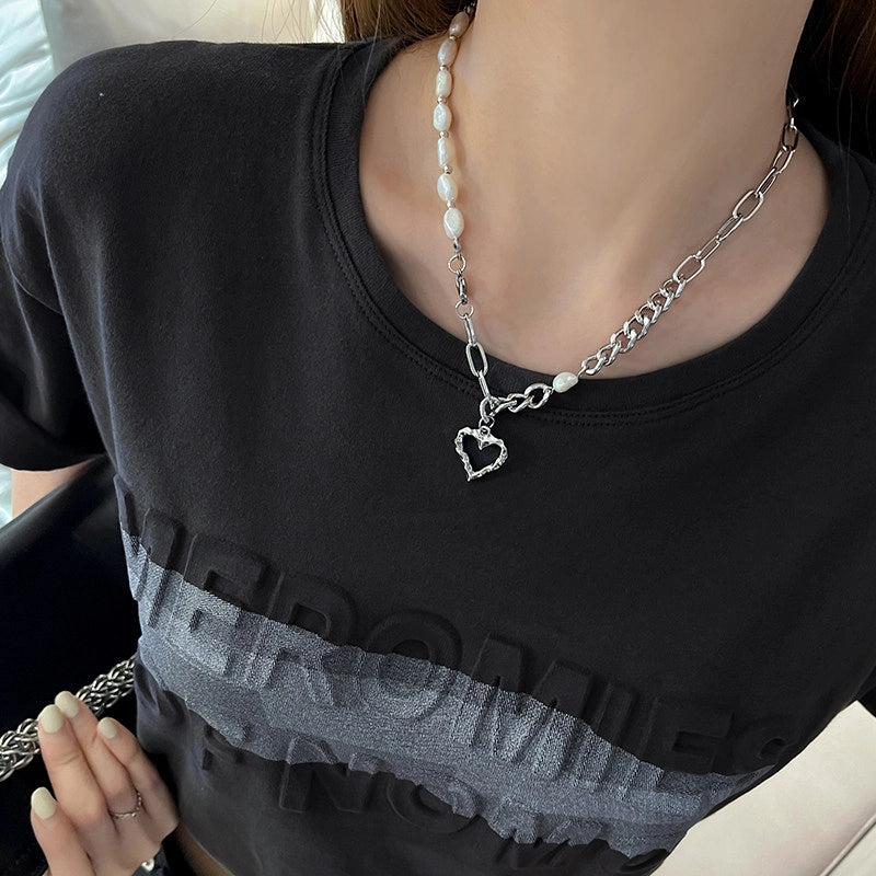Baroque Pearl Heart Pendant Necklace [NUEMP3PT]