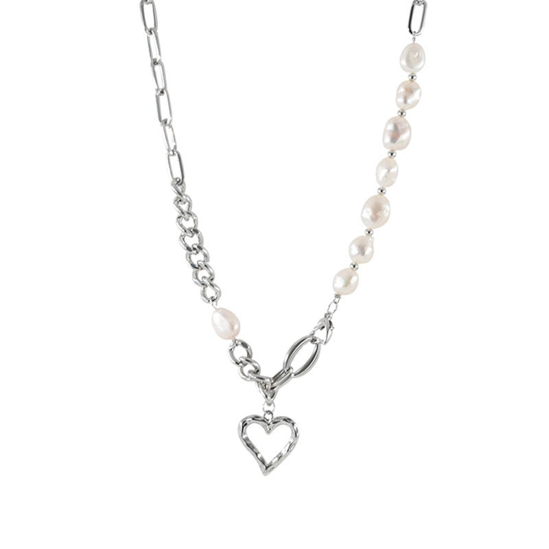 Baroque Pearl Heart Pendant Necklace [MYN5W582]