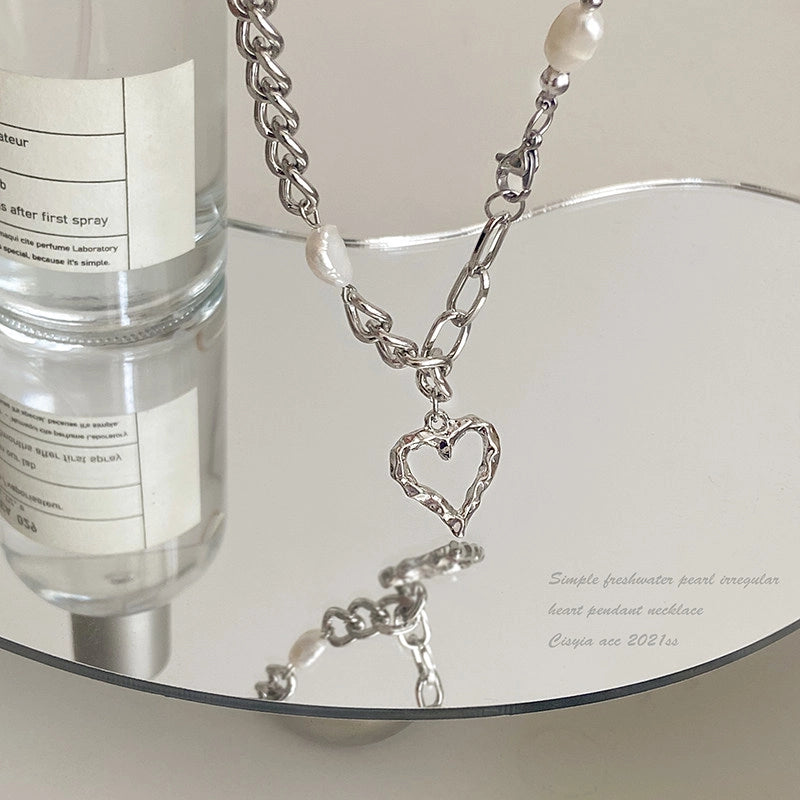 Baroque Pearl Heart Pendant Necklace [DSZL09BI]