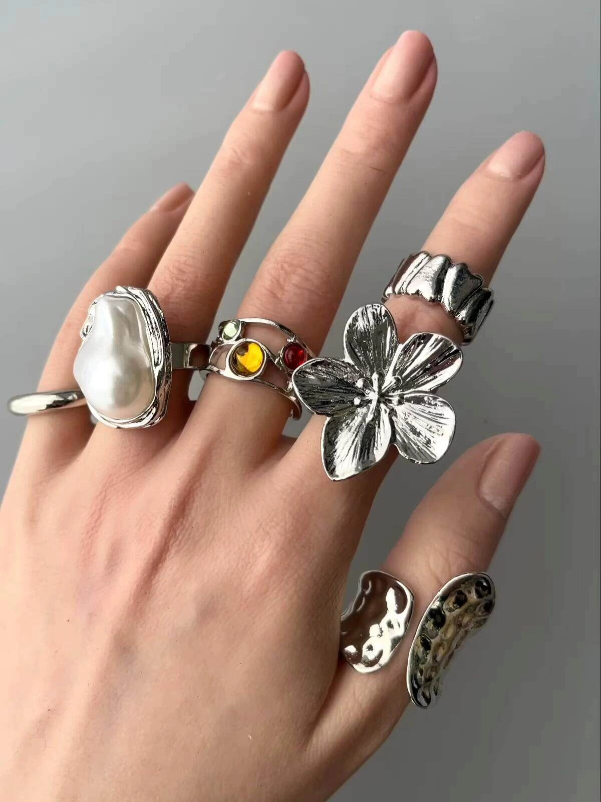 Baroque Pearl Ring Set [YXE7XEG2]