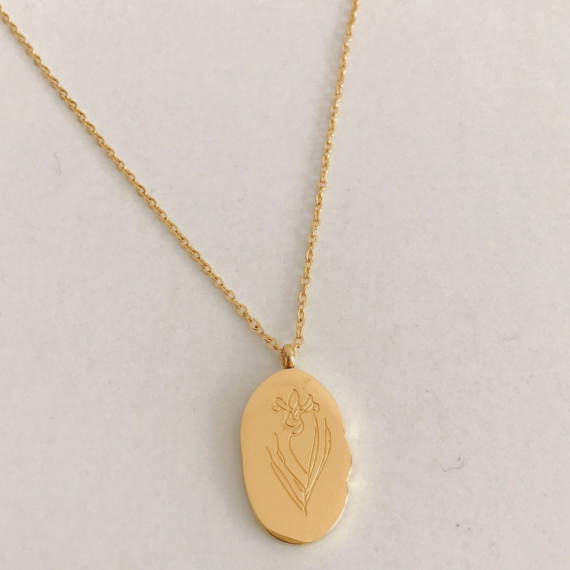 Birth Flower Pendant Necklace [YOH3CPTI]