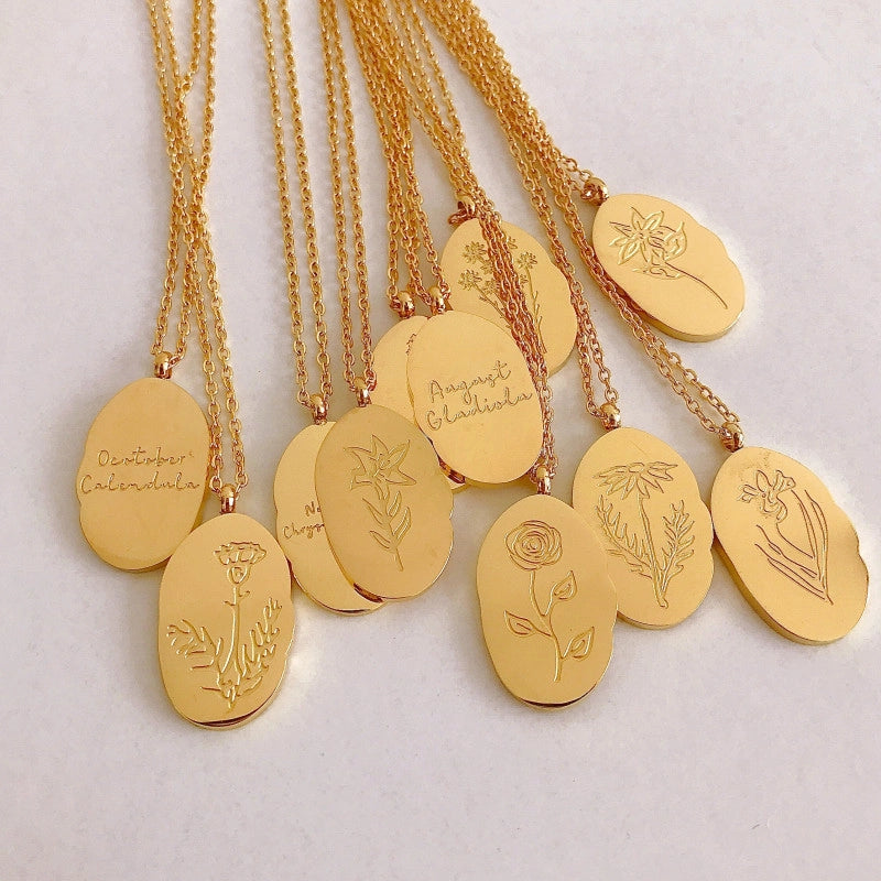 Birth Flower Pendant Necklace [R7TP1XIA]