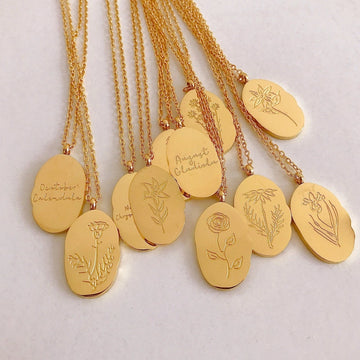 Birth Flower Pendant Necklace [R7TP1XIA]