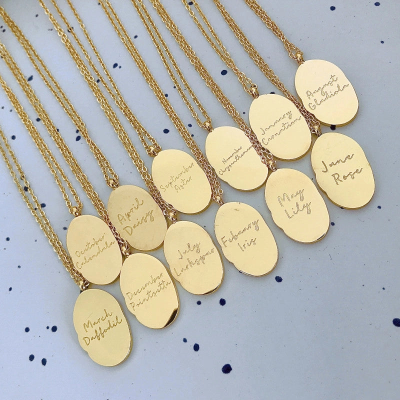 Birth Flower Pendant Necklace [4Q5NUACH]