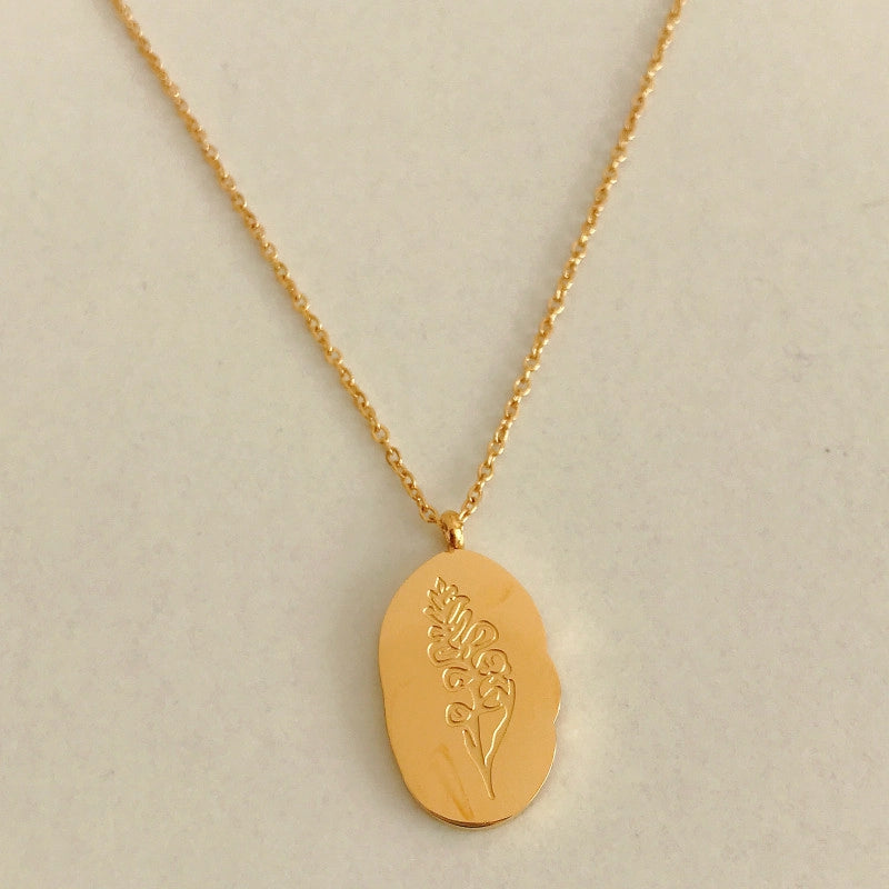 Birth Flower Pendant Necklace [H1L6CAAO]