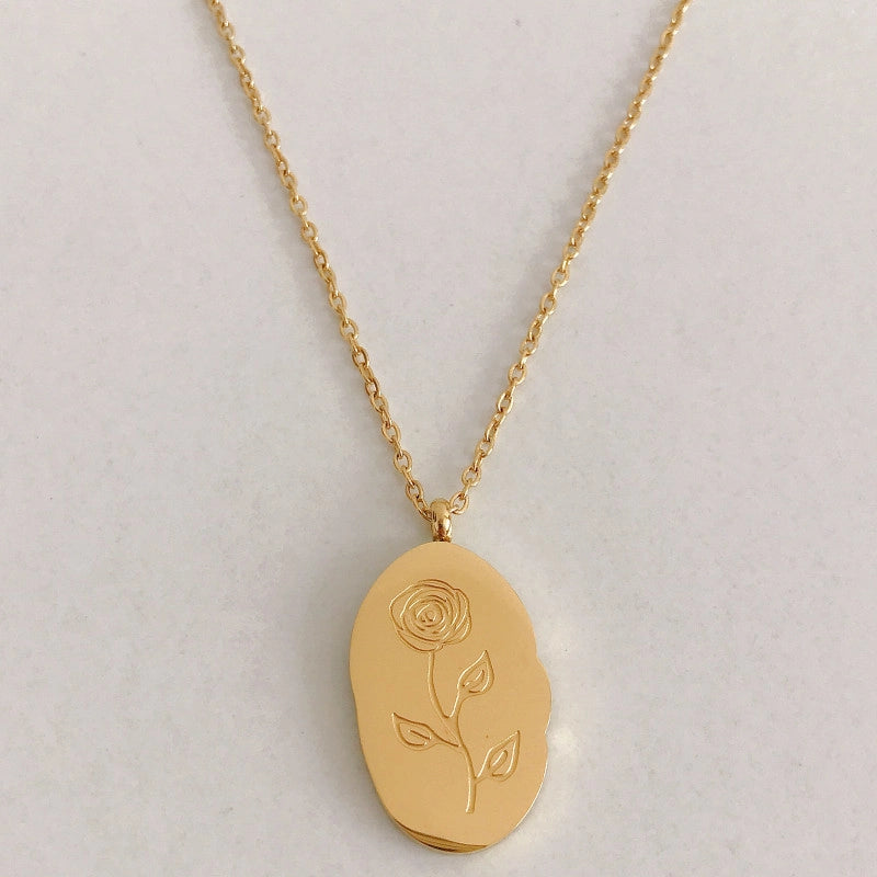 Birth Flower Pendant Necklace [MS0VVPLJ]