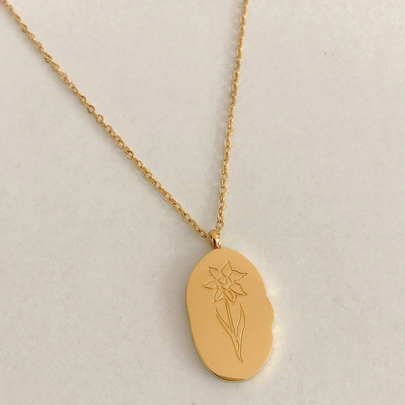 Birth Flower Pendant Necklace [F6ZO0Z6X]