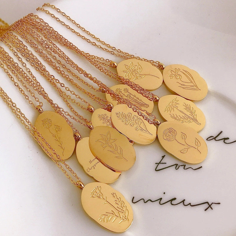 Birth Flower Pendant Necklace [R7TP1XIA]