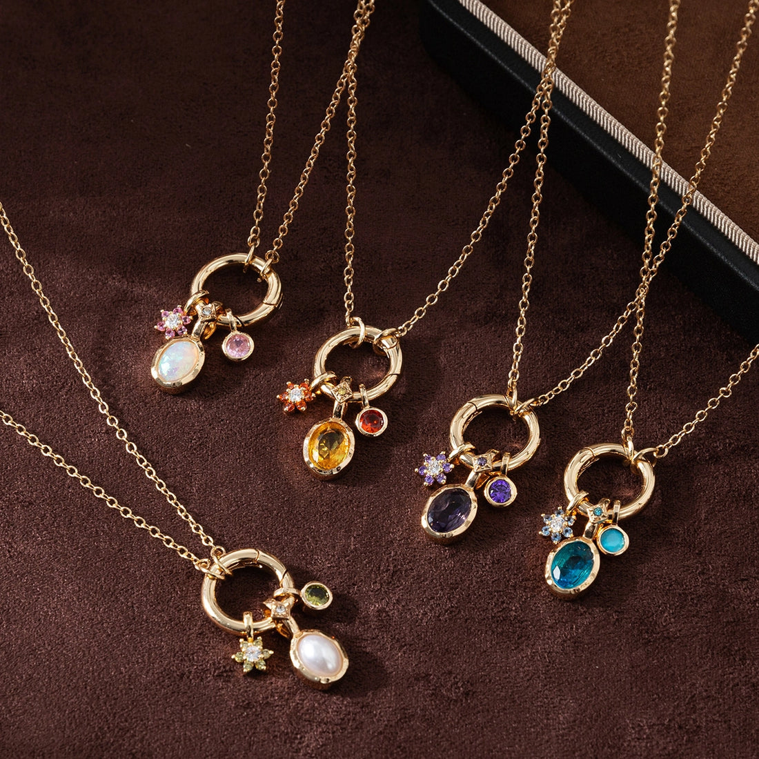 Birthstone Pendant Chain Necklace [FIT1BLTX]