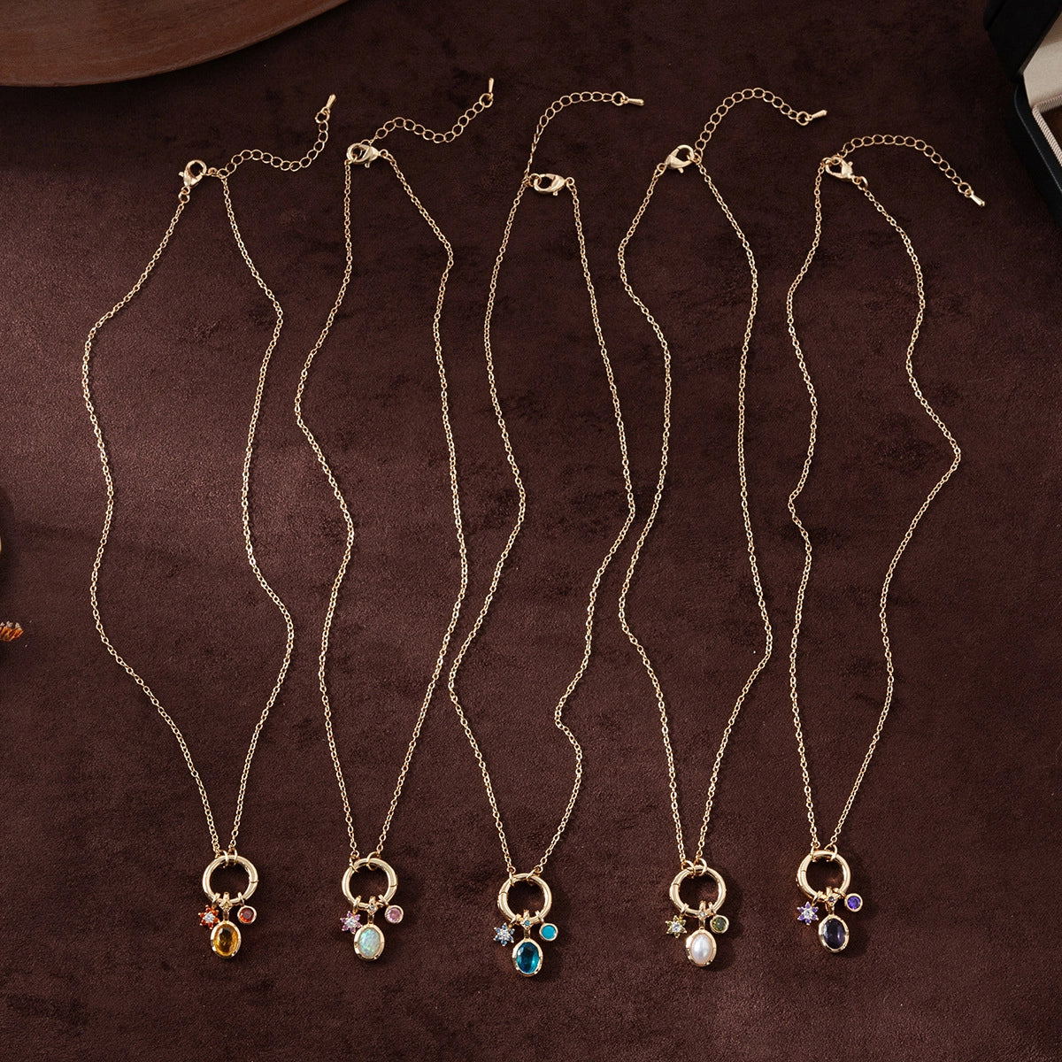 Birthstone Pendant Chain Necklace [L9QAANRK]