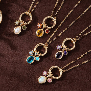 Birthstone Pendant Chain Necklace [FIT1BLTX]