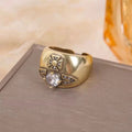 Black Gold Iris Flower Ring Set [9XUT349L]
