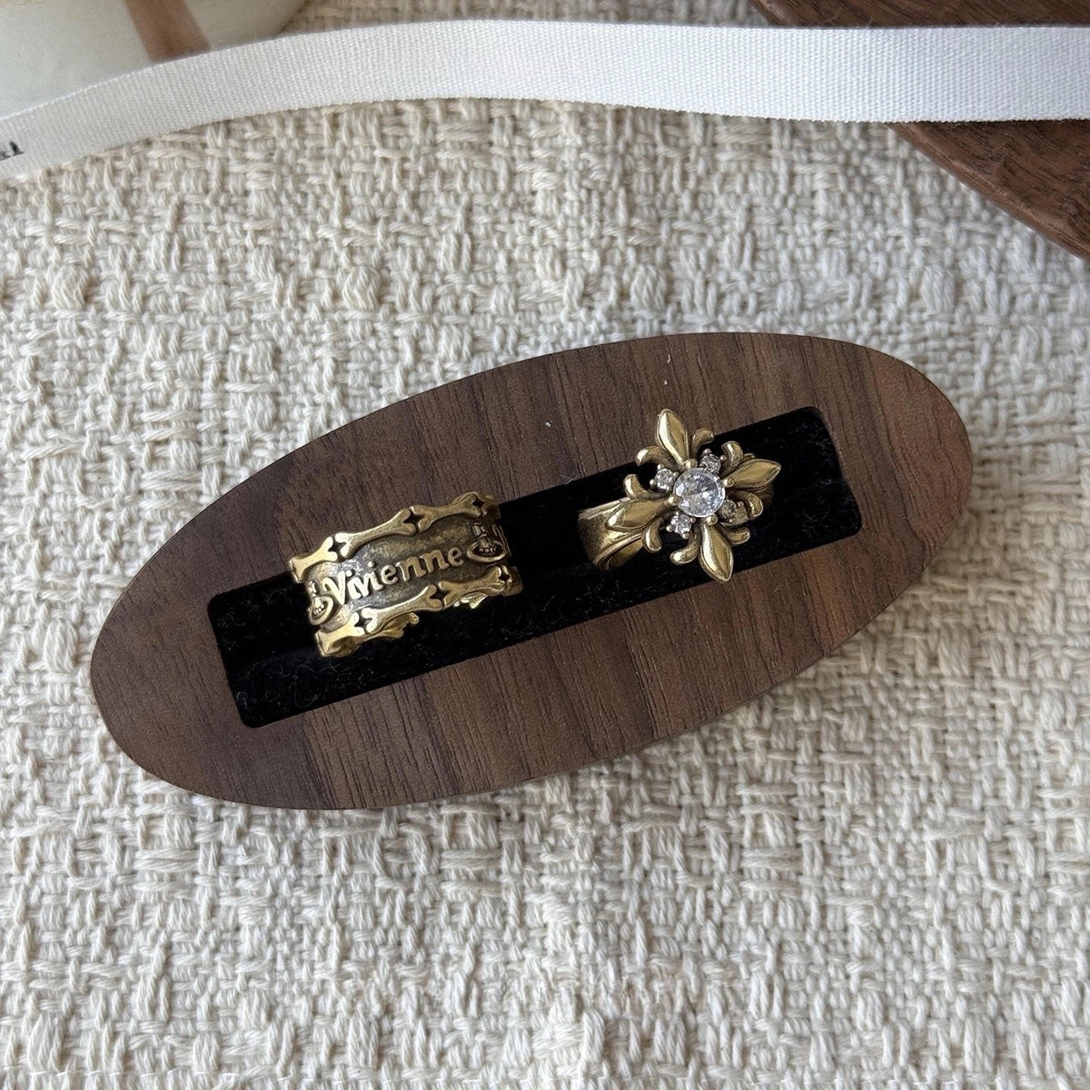 Black Gold Iris Flower Ring Set [A28TLSC3]