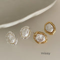 Blima Irregular Metal Pearl Earrings [QDUGS0F5]