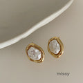 Blima Irregular Metal Pearl Earrings [1NIJGDXN]