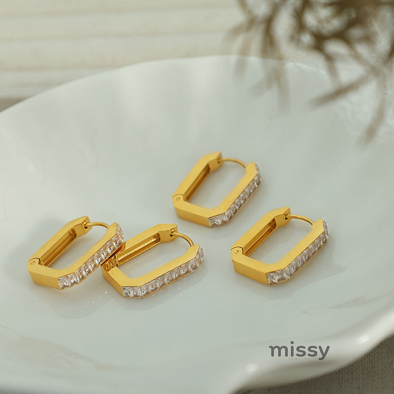 Blossom Geometric Zircon Hoops [XR7NFO41]