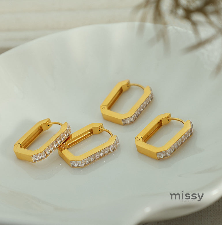 Blossom Geometric Zircon Hoops [NFFC7ZJQ]