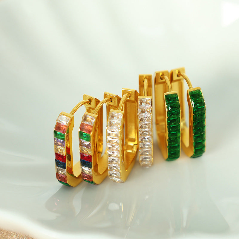 Blossom Geometric Zircon Hoops [BKYCD3QE]