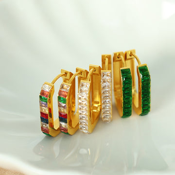 Blossom Geometric Zircon Hoops [BKYCD3QE]