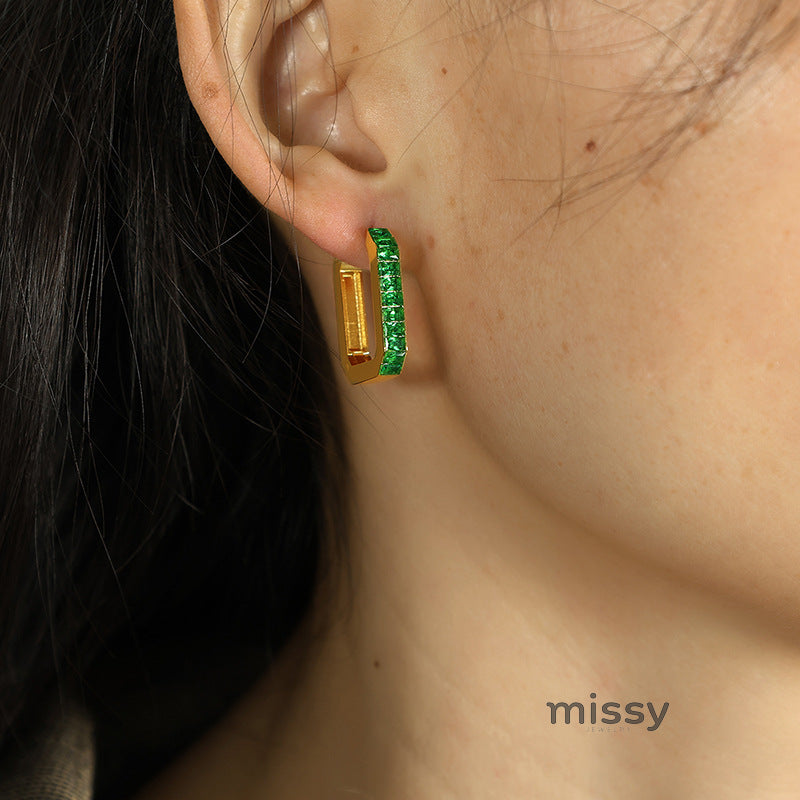 Blossom Geometric Zircon Hoops [BKYCD3QE]
