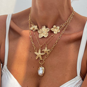 Bostyn Celestial Bloom Layered Necklace Set