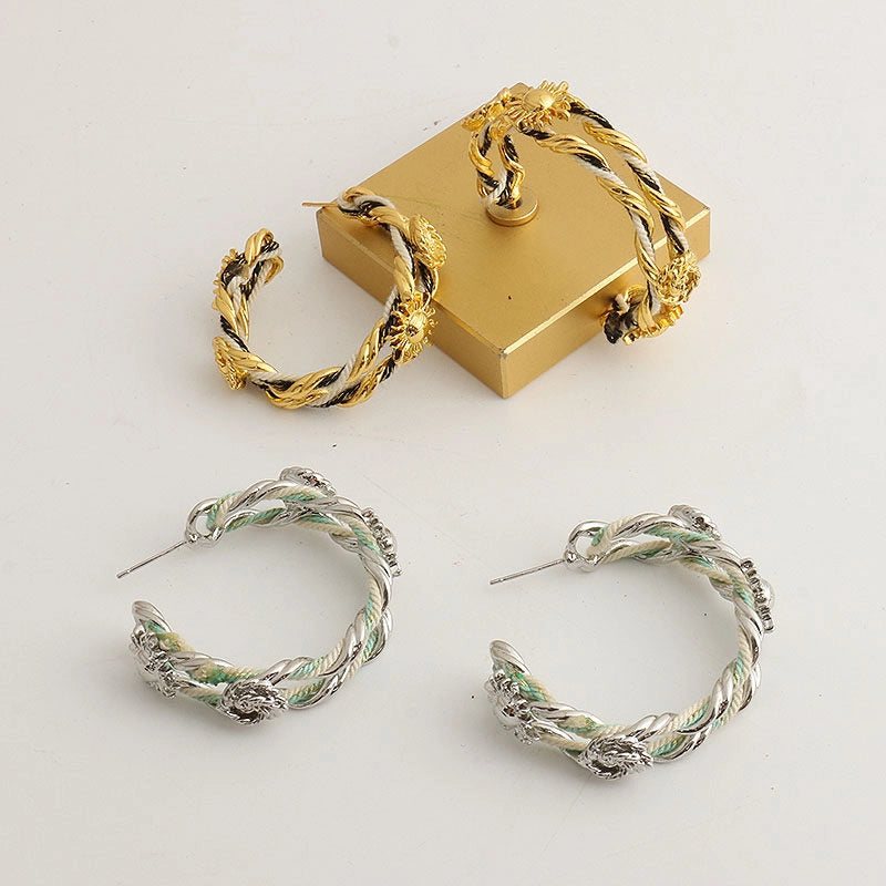 Braided Rope Sunflower Hoop Earrings [YOK3TTJJ]