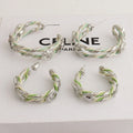 Braided Rope Sunflower Hoop Earrings [BTAHFD9J]