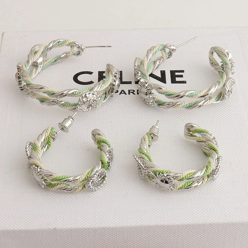 Braided Rope Sunflower Hoop Earrings [BTAHFD9J]