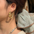 Braided Rope Sunflower Hoop Earrings [D8HAA2PK]