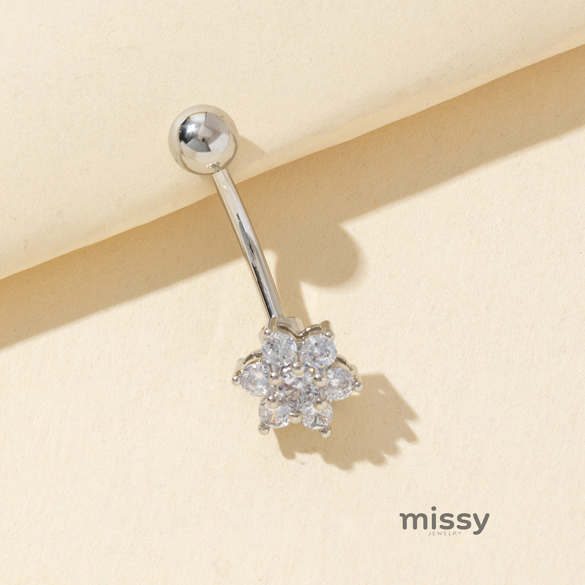 Brookelynn Floral Heart Navel Ring [HCH6X6R3]