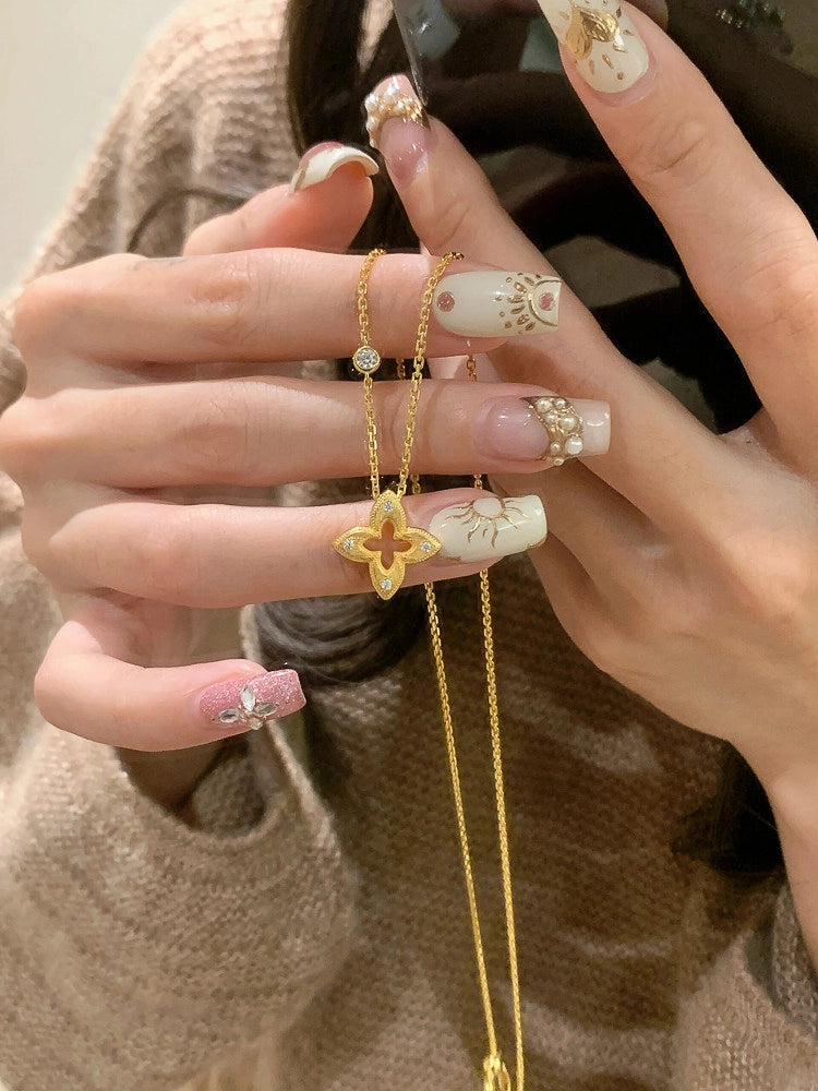 Brushed Gold Flower Necklace [JXZHURI9]