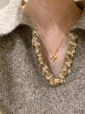 Brushed Gold Flower Necklace [2P9CKPWL]