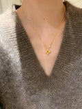 Brushed Gold Flower Necklace [CJBVDQYF]