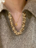 Brushed Gold Flower Necklace [AIYL660S]