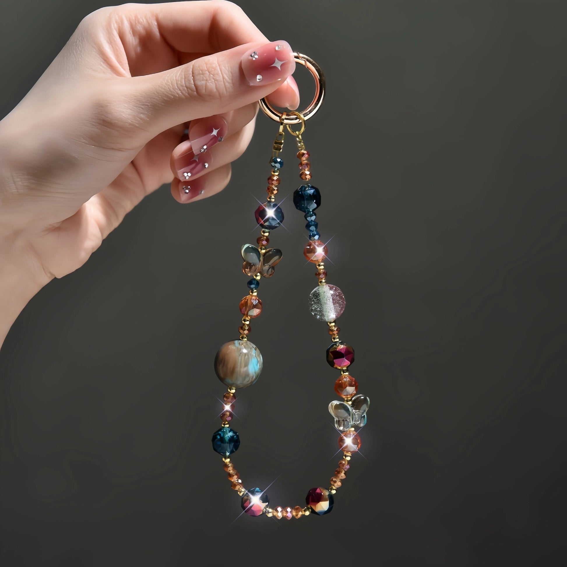 Butterfly Crystal Beaded Phone Charm [889DHZ9H]