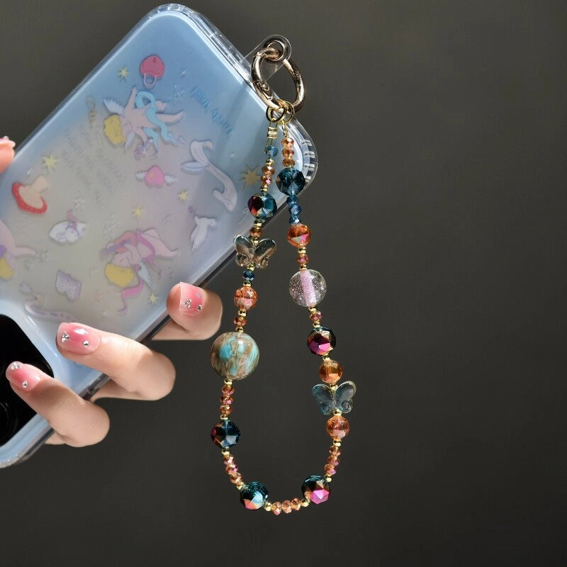 Butterfly Crystal Beaded Phone Charm [PF137B5Z]