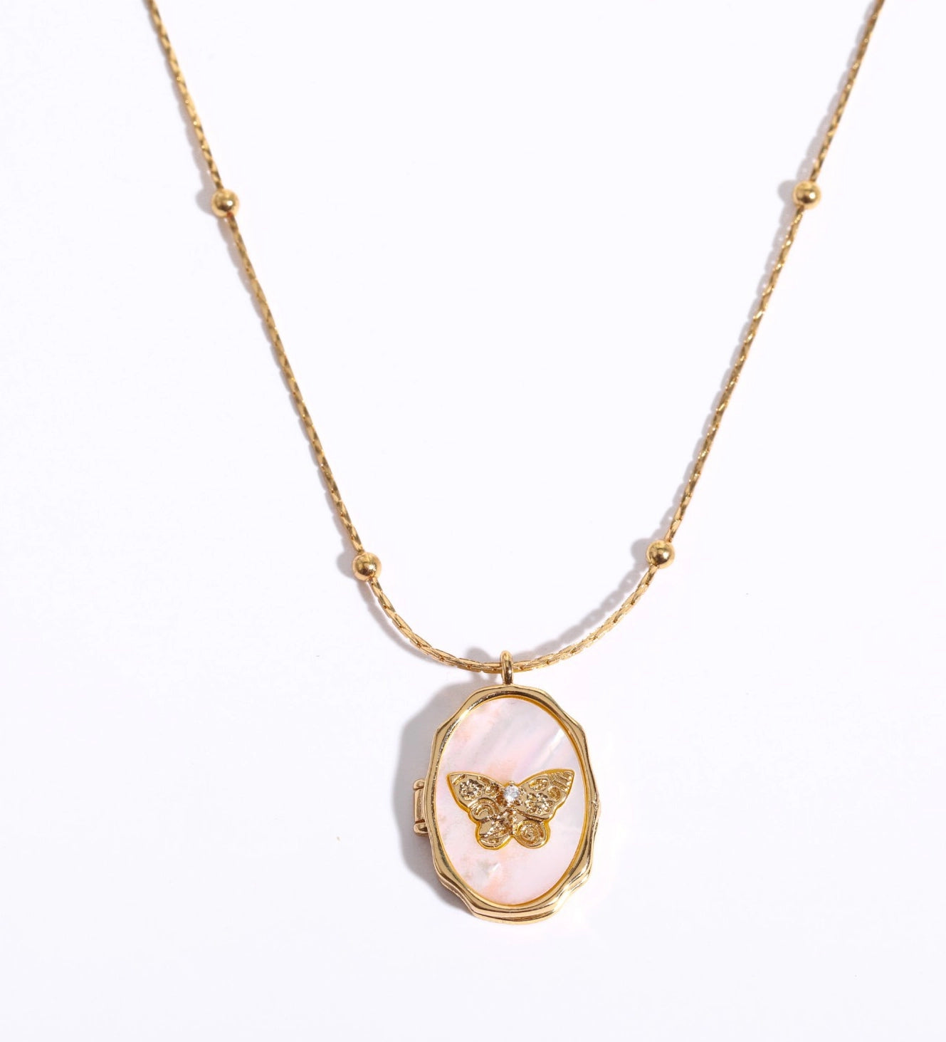 Butterfly Shell Locket Necklace [8GODVSGH]