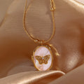 Butterfly Shell Locket Necklace [IFH4PNQU]