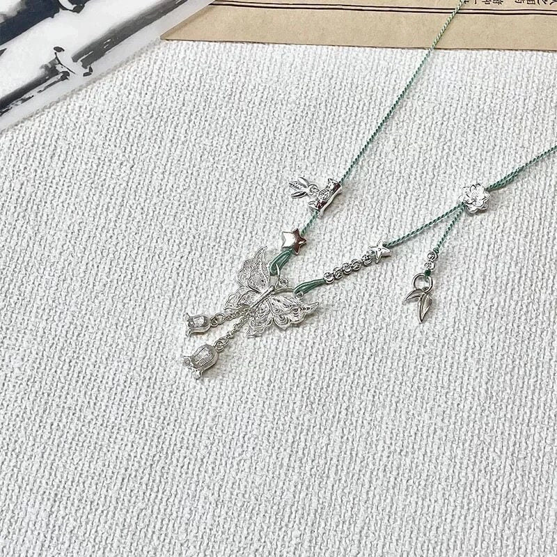 Butterfly Tassel Pendant Necklace [GZN2P59G]