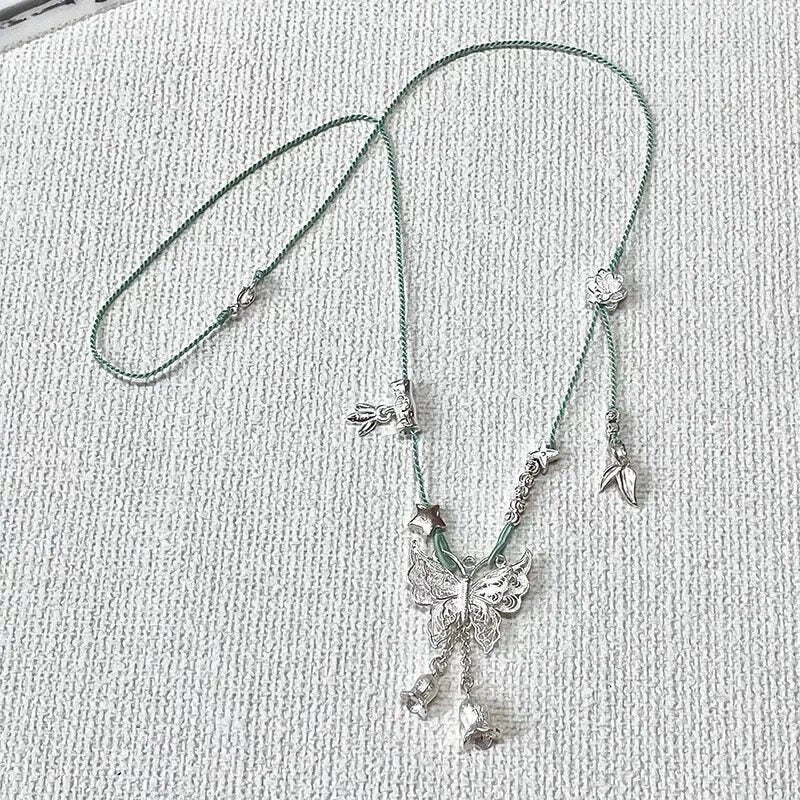 Butterfly Tassel Pendant Necklace [L9X1LEPK]