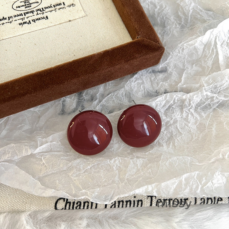 Carly Wine Red Enamel Drop Earrings [K0ZZZ9NL]