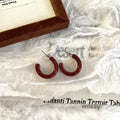 Carly Wine Red Enamel Drop Earrings [8G2LWY0S]