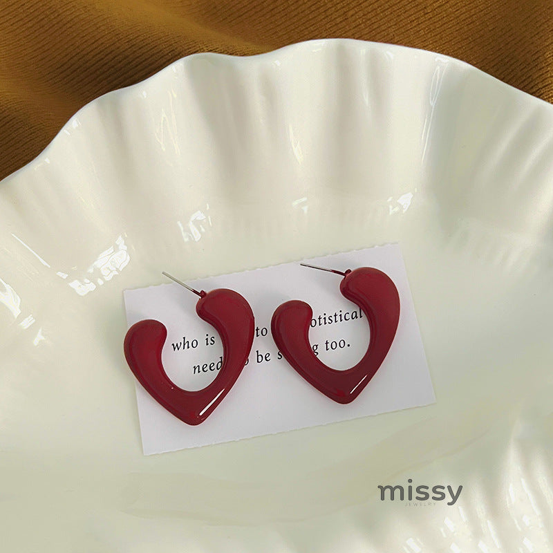 Carly Wine Red Enamel Drop Earrings [5WUCI5PX]